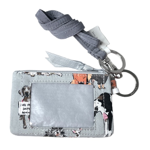 Vera Bradley Dog Show Zip ID and Lanyard Gray Grey - Picture 3 of 6